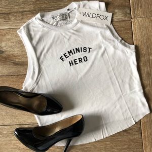Wildfox Feminist Hero Crop Tank Top, Size …